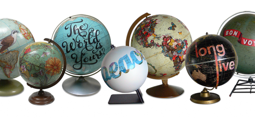 Oh the places you will go: hand painted globes by Wendy Gold