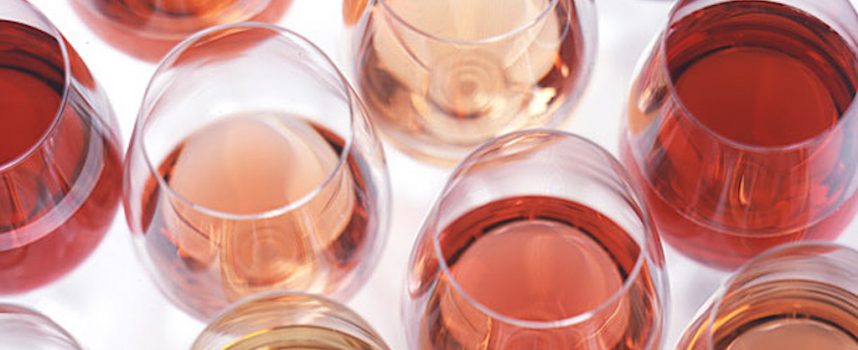 Rosé tinted wine glasses by Paul Rudge, Reubens Winestore, Dunfermline